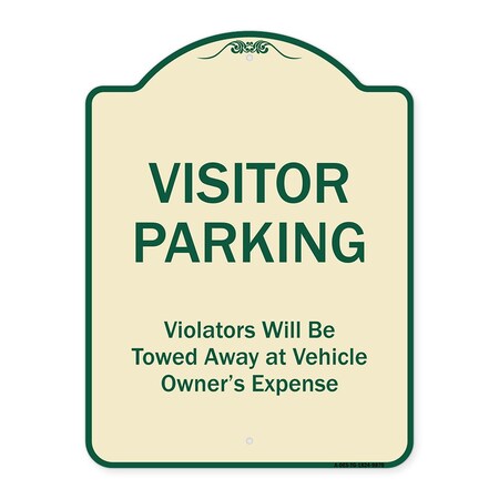 Signmission Designer Series-Visitor Parking Violators Will Be Towed Away Vehicle Owner, 24" x 18", TG-1824-9870 A-DES-TG-1824-9870